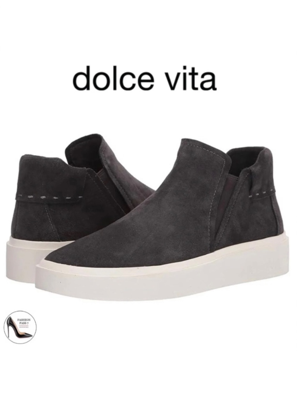 Dolce Vita Women's Vinni Grey Suede High Sneakers Leather Casual Flat Booties 9